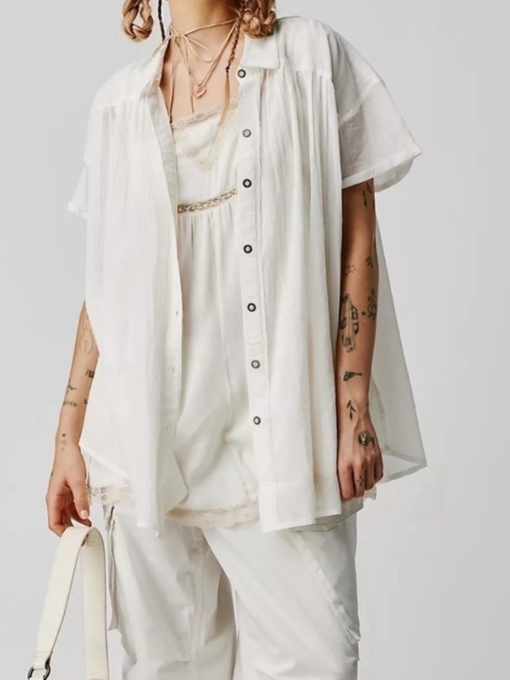 NWT Free People Float Away Button Down Flowy Top XS